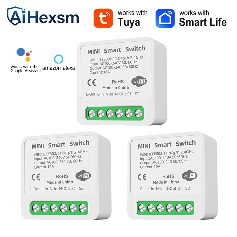 Smart Home Energy Monitor - 16A Tuya WiFi مفتاح ذكي 2-way