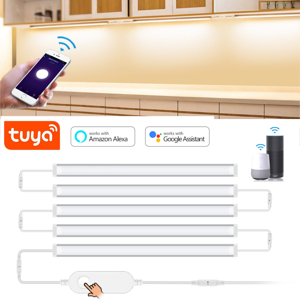 Smart Home Kitchen - مصباح Tuya الذكي تحت الخزانة ،